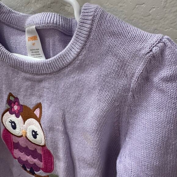Gymboree Purple Embroidered Owl Sweater & Floral Leggings Outfit - Picture 2 of 9